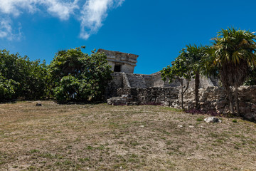 Tulum, Quintana Roo / Mexico - July 27 2019: This is the temples in in Tulum Mexico
