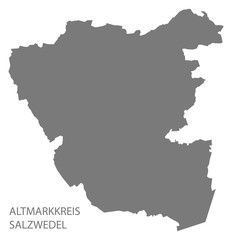 Altmarkkreis Salzwedel grey county map of Saxony Anhalt Germany DE