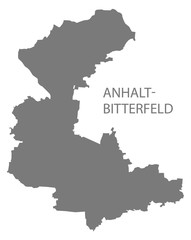 Anhalt-Bitterfeld grey county map of Saxony Anhalt Germany DE