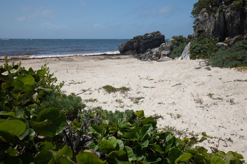 Tulum, Quintana Roo / Mexico - July 27 2019: This is the temples in in Tulum Mexico