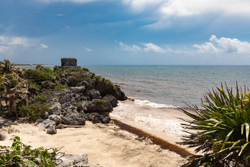 Tulum, Quintana Roo / Mexico - July 27 2019: This is the temples in in Tulum Mexico