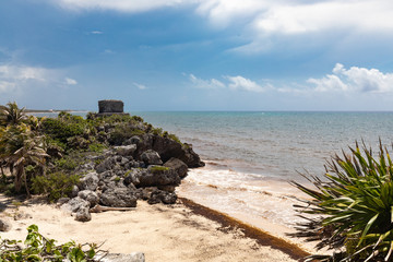 Tulum, Quintana Roo / Mexico - July 27 2019: This is the temples in in Tulum Mexico