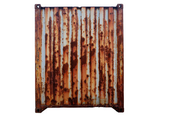 Old rusty red container For delivery Cut white background For ease of use
