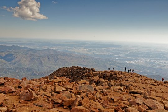 view from Pikes Peak summit near Colorado Springs in Colorado
