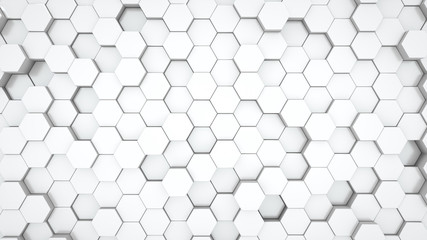 White background with hexagons. 3d rendering. Luxury, beautiful, unusual, color background