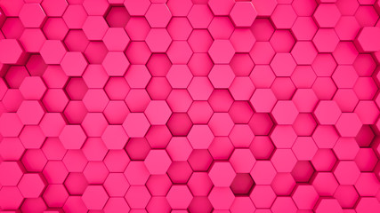 Pink background with hexagons. 3d rendering. Luxury, beautiful, unusual, color background