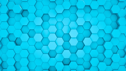 Blue background with hexagons. 3d rendering. Luxury, beautiful, unusual, color background