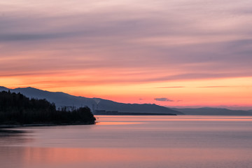 sunset over lake