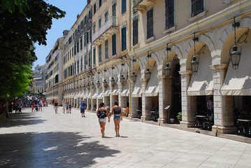 The Liston in Corfu, nearby Spianada Square, Corfu-City (Greece)
