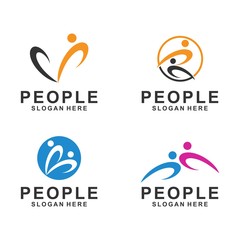 Fun people Healthy Life Logo template, Design vector
