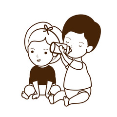 Isolated baby boy and girl design