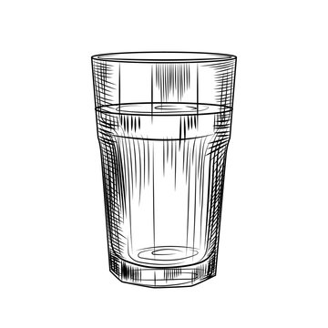 Hand drawn highball glass. Collin glass isolated on white background.