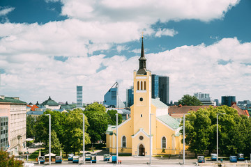 Tallinn, Estonia. Church Of St. John Jaani Kirik At Sunny Summer Day. Large Lutheran Parish Church...