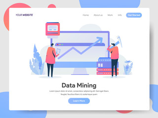 Landing page template of Data Mining Illustration Concept. Modern design concept of web page design for website and mobile website.Vector illustration EPS 10