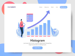 Landing page template of Histogram Illustration Concept. Modern design concept of web page design for website and mobile website.Vector illustration EPS 10