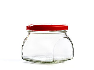  empty glass jar for conservation, isolated on white background - Image