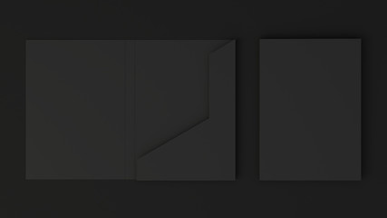Mockup of blank black cardboard folder