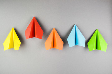 Colorful paper plane collection