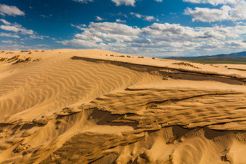 Beautiful desert landscape with sand dunes. Mongolia.
