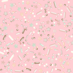 Sprinkle Cupcake Donut Topping. Seamless Pattern 