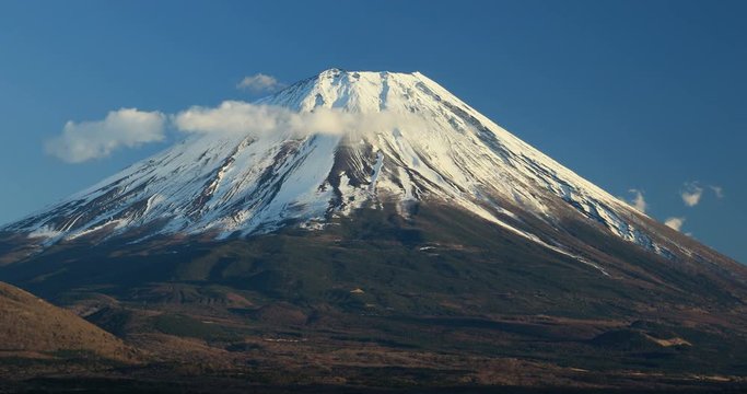 Close up of Fuji in winter, Japan