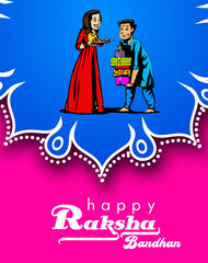 Illustration of greeting card and template banner for sales promotion advertisement with decorative Rakhi Indian Religious Festival