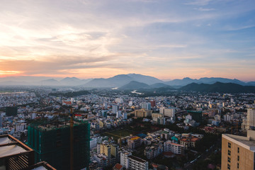 Fototapeta premium View of the city and the mountains of Nha Trang Vietnam