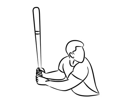 recommend clip art: Baseball player, hitter swinging with bat, abstract isolated vector silhouette, Line art vector illustration.