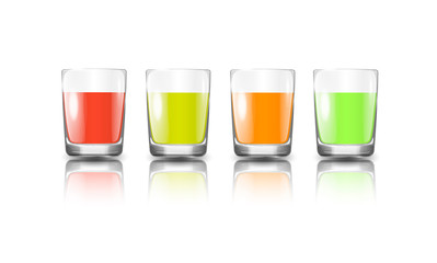 Transparency glass with fruit juice. Vector icon 3d realistic illustration isolated on white