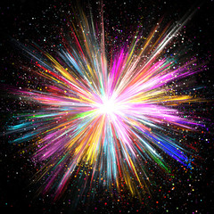 Explosion of multicolored powder