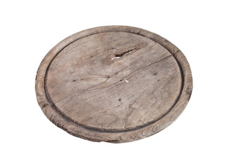 Thai vintage wooden tray isolated on white background
