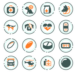 Veterinary clinic icons set