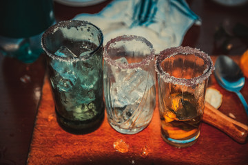 Fresh icy cocktails  variation for a hot summer day