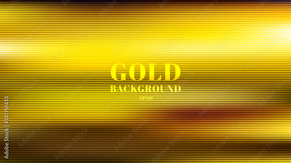 Poster abstract gold blurred gradient style background with horizontal lines textured. luxury smooth wallpa