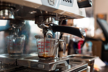 black coffee morning on coffee maker