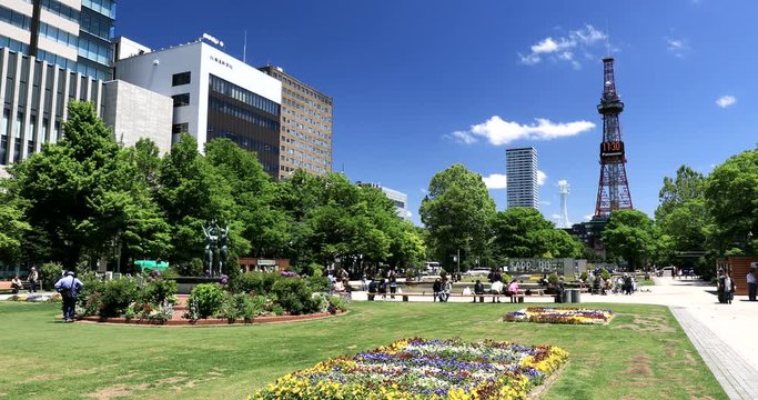 Odori&nbsp;Park and Sapporo TV Tower, Sapporo, Hokkaido, Japan