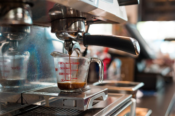 black coffee morning on coffee maker