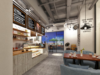 3d render of modern restaurant  cafe interior.