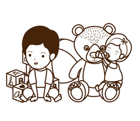 Isolated baby boy and girl design