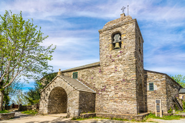 View at the Santa Maria church in Cebreiro village of Spain