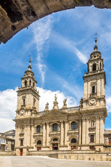 Fototapeta na wymiar View at the Fascade of Cathedral of Santa Maria in Lugo - Spain