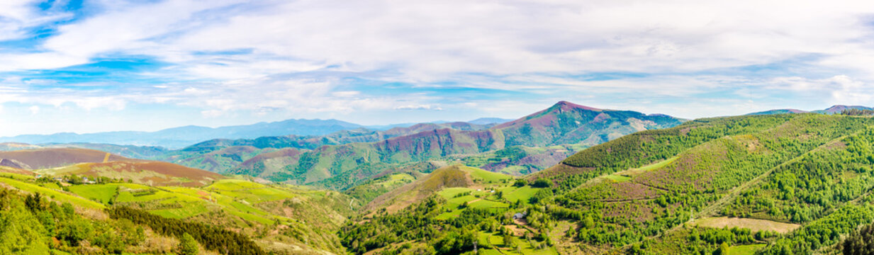 Panoramic view at the mountains from Cebreiro village of Spain
