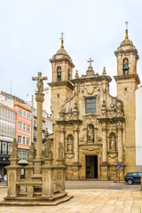 Fototapeta na wymiar View at the Church of San Jorge in the streets of A Coruna in Spain