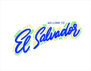 El Salvador. Name country word text card, banner script. Beautiful typography. Handwritten design modern brush lettering isolated vector. - obrazy, fototapety, plakaty