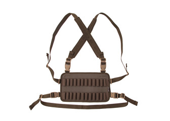 Modern bandolier isolated on a white background. Accessory for convenient carrying of cartridges on...