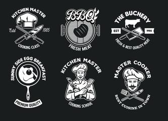 chef and kitchen concept badges collection set