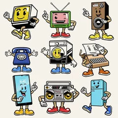 Fotobehang set of gadget and electronic character mascot © bazzier
