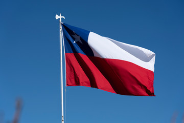 Fototapeta na wymiar Chilean Flag Flying in a Light Breeze.