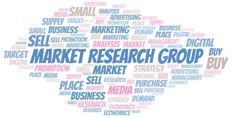 Obraz premium Market Research Group word cloud. Vector made with text only.