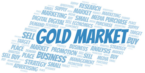 Obraz premium Gold Market word cloud. Vector made with text only.